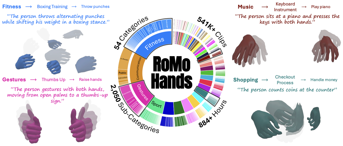 RoMo Hands dataset and benchmark overview